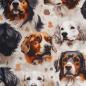 Preview: Baumwollstoff Motivdruck digital Hundeköpfe